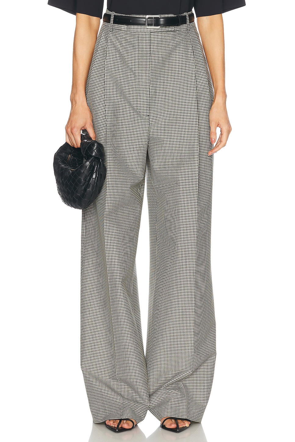 High-waist Tailored Mini Check Trouser in Black,White