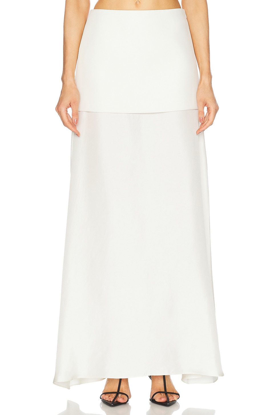 Integrated Fluid Silk Skirt in Cream