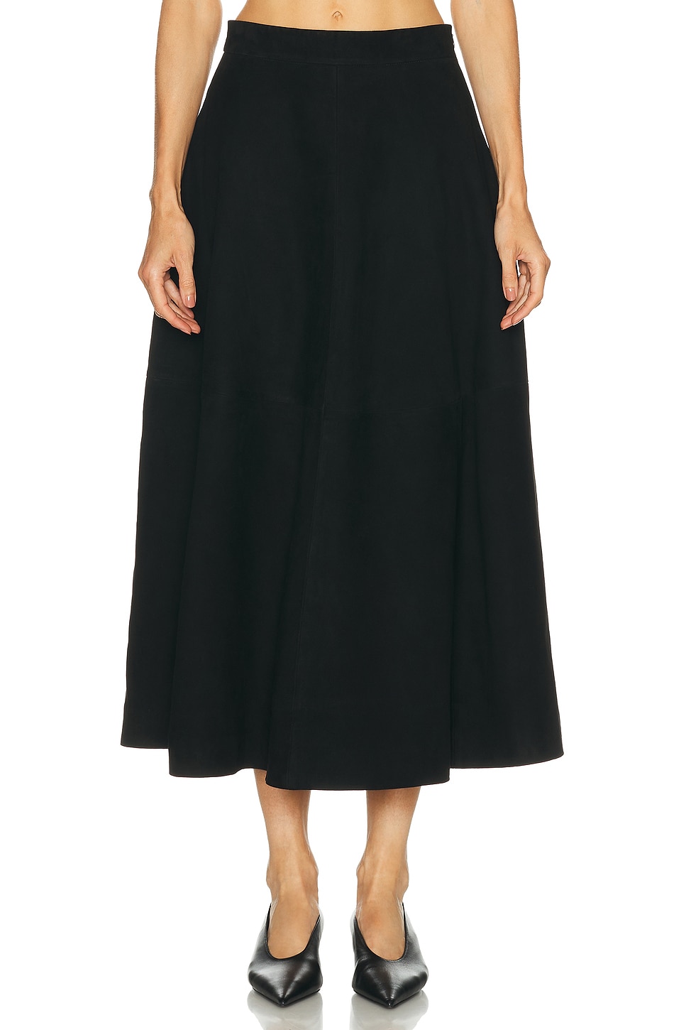 Image 1 of Rohe A Line Suede Skirt in Black