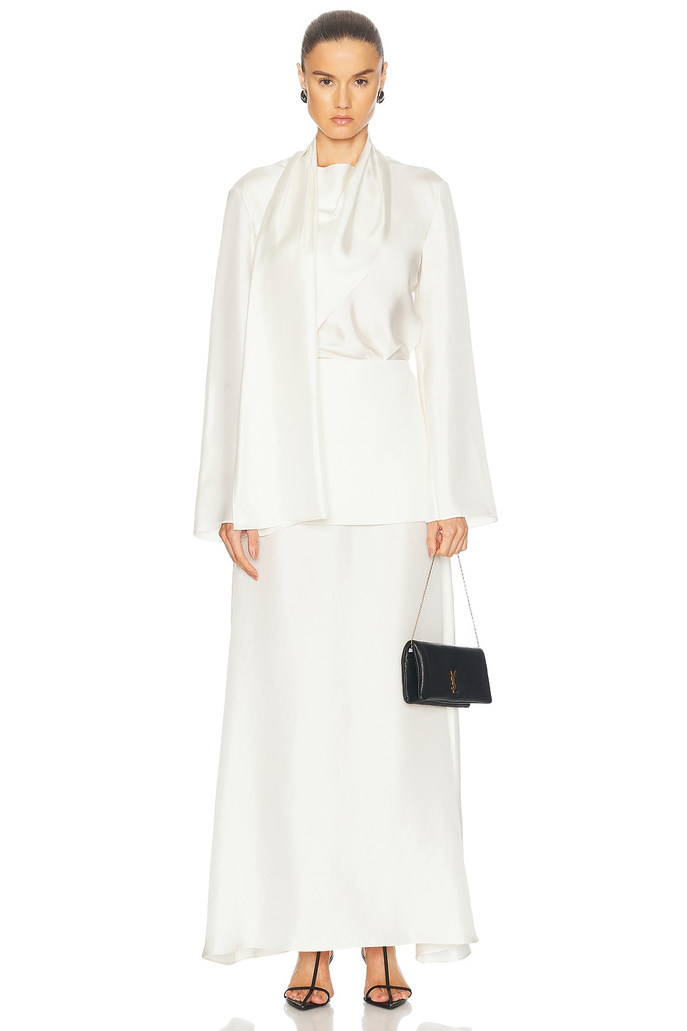 Long Sleeve Silk Foulard Top
