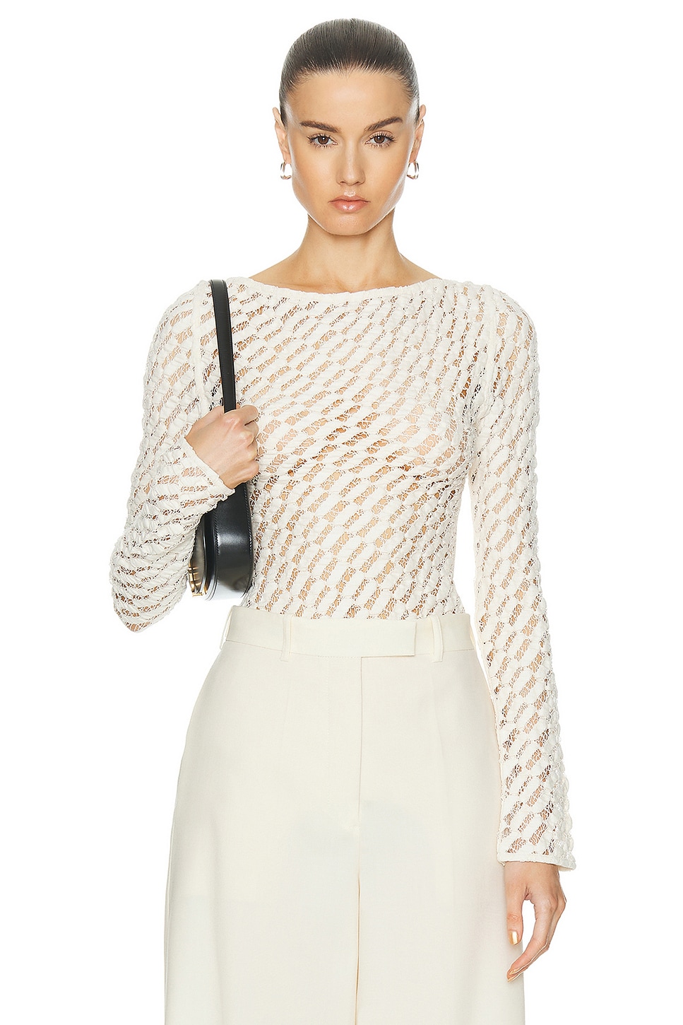 Image 1 of Rohe Lace Boat Neck Top in Cream