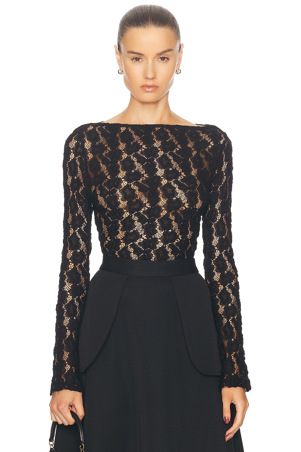 Shop Rohe Lace Boat Neck Top In Black