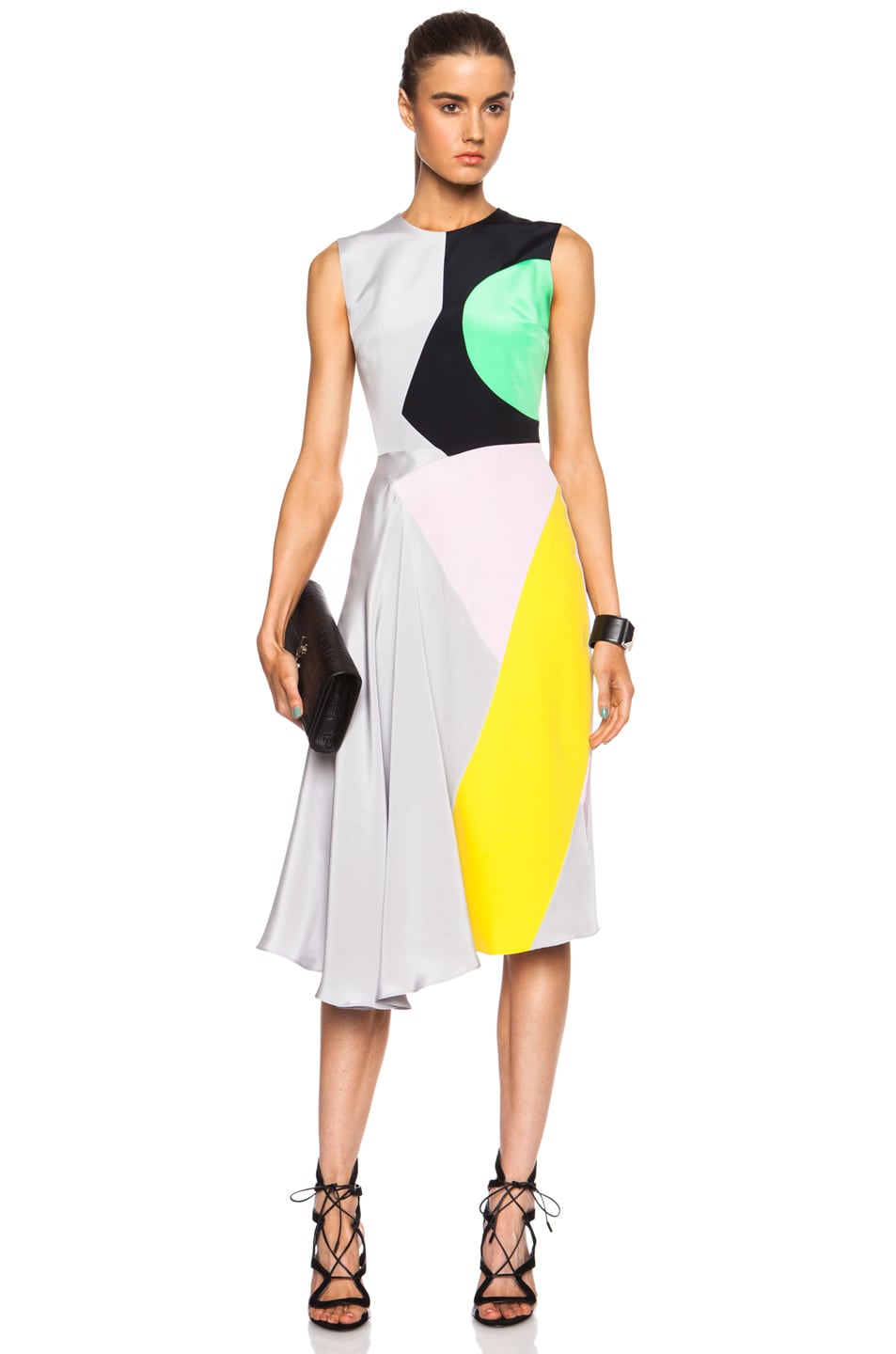 Image 1 of Roksanda Tilson Silk-Blend Dress in Steel Multi