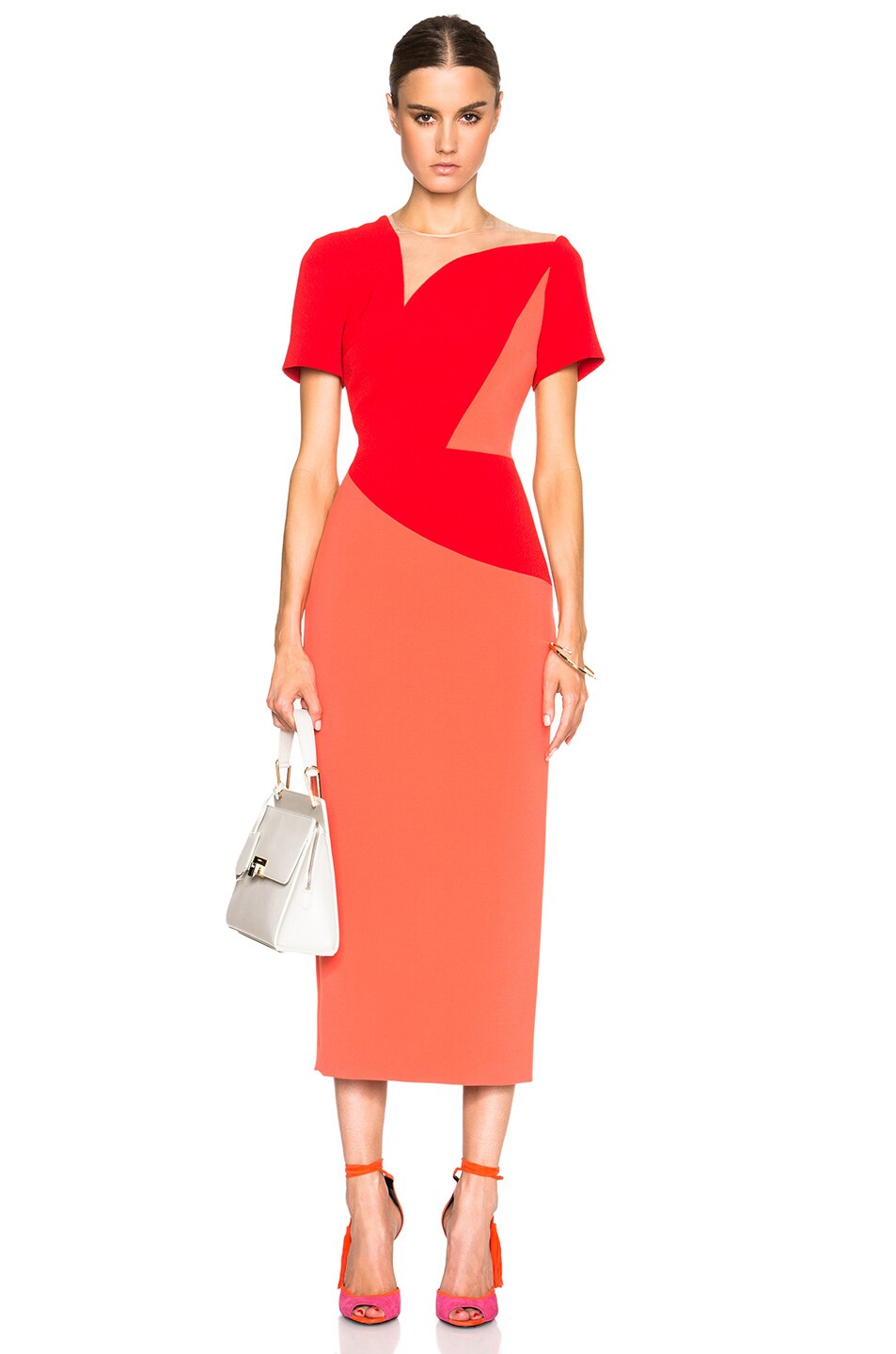 Image 1 of Roksanda Latimer Dress in Coral & Red