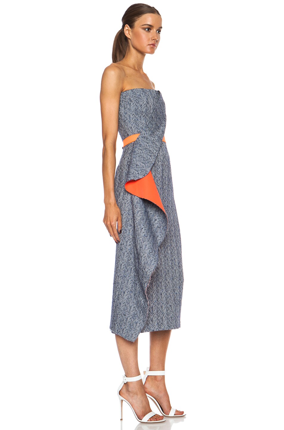 Roksanda Vida Silk-Blend Dress in Grey & Tangerine | FWRD