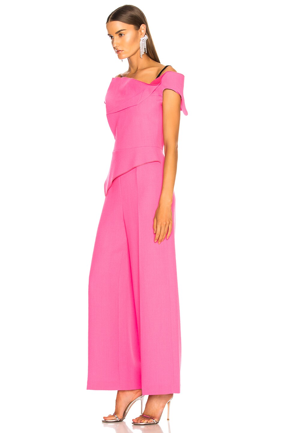 Roland Mouret Gable Double Wool Crepe Jumpsuit in Candy Pink | FWRD