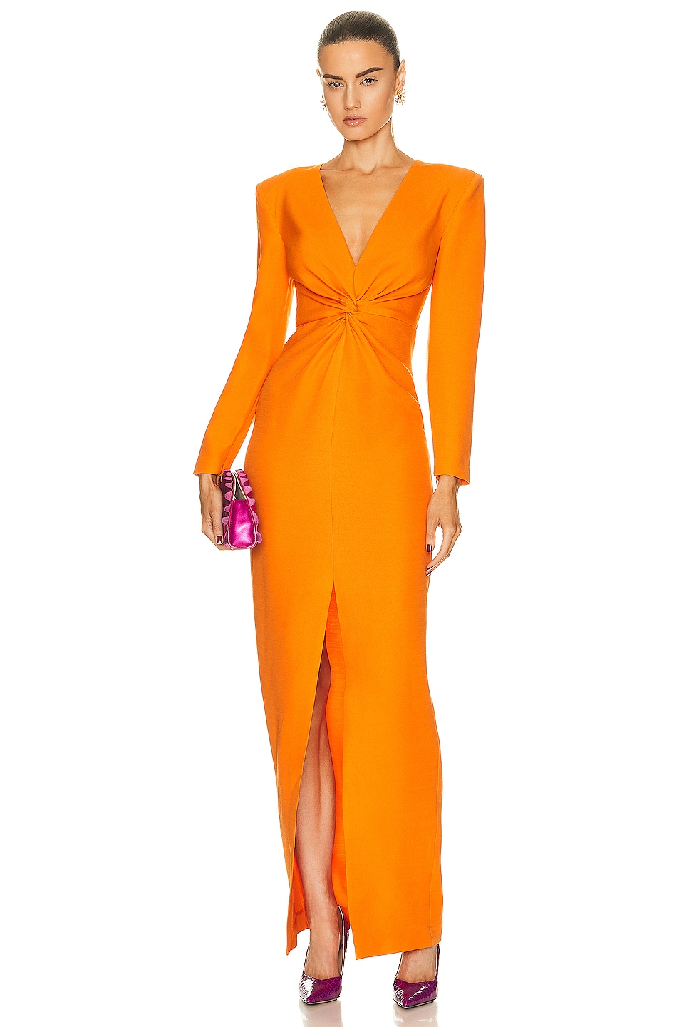 Image 1 of Roland Mouret Twist Maxi Dress in Orange