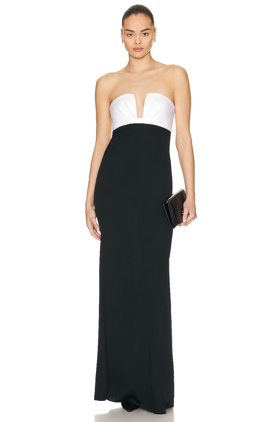 Image 1 of Roland Mouret Strapless Silk Maxi Dress in Black