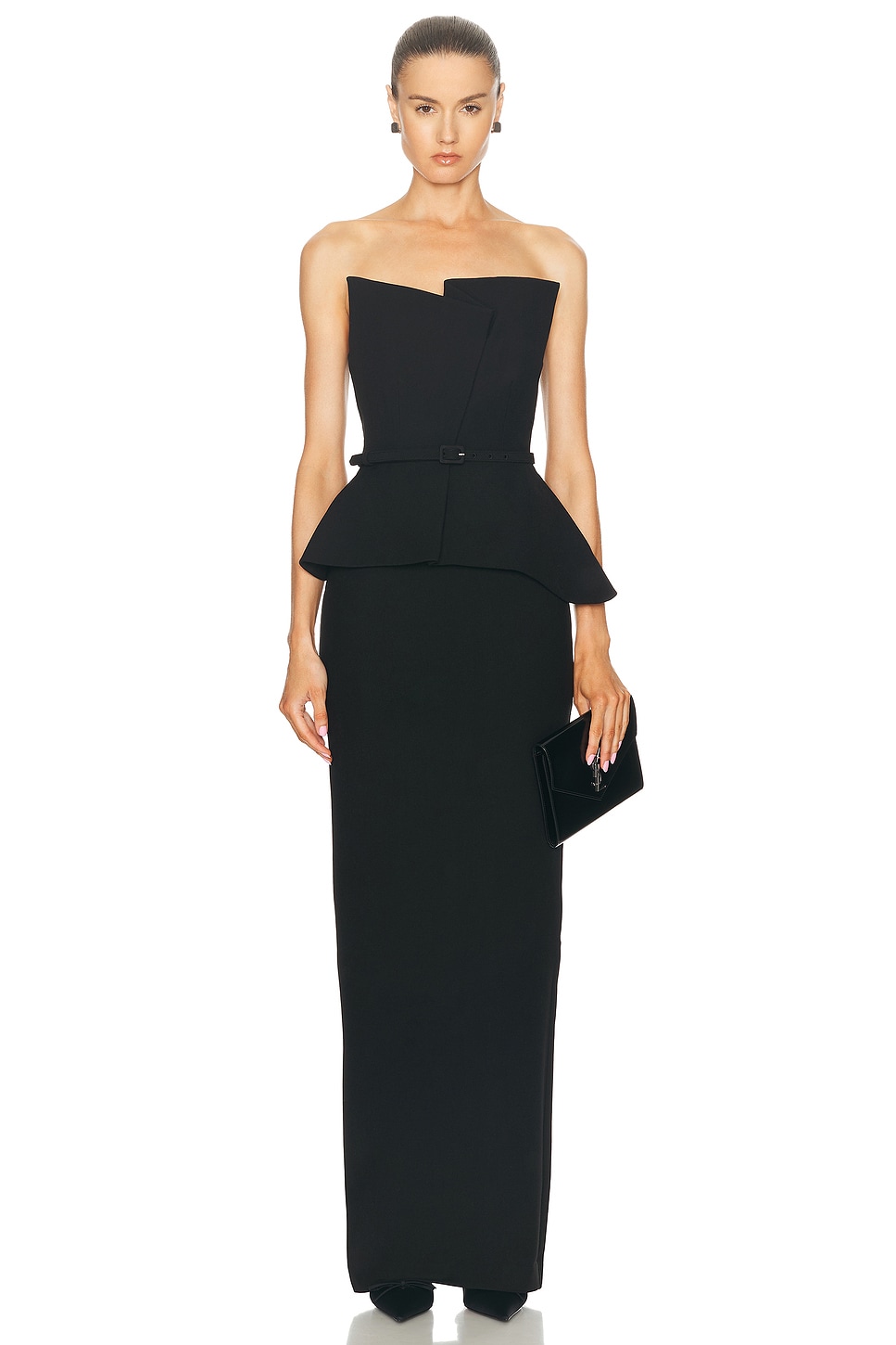 Image 1 of Roland Mouret Strapless Crepe Gown in Black