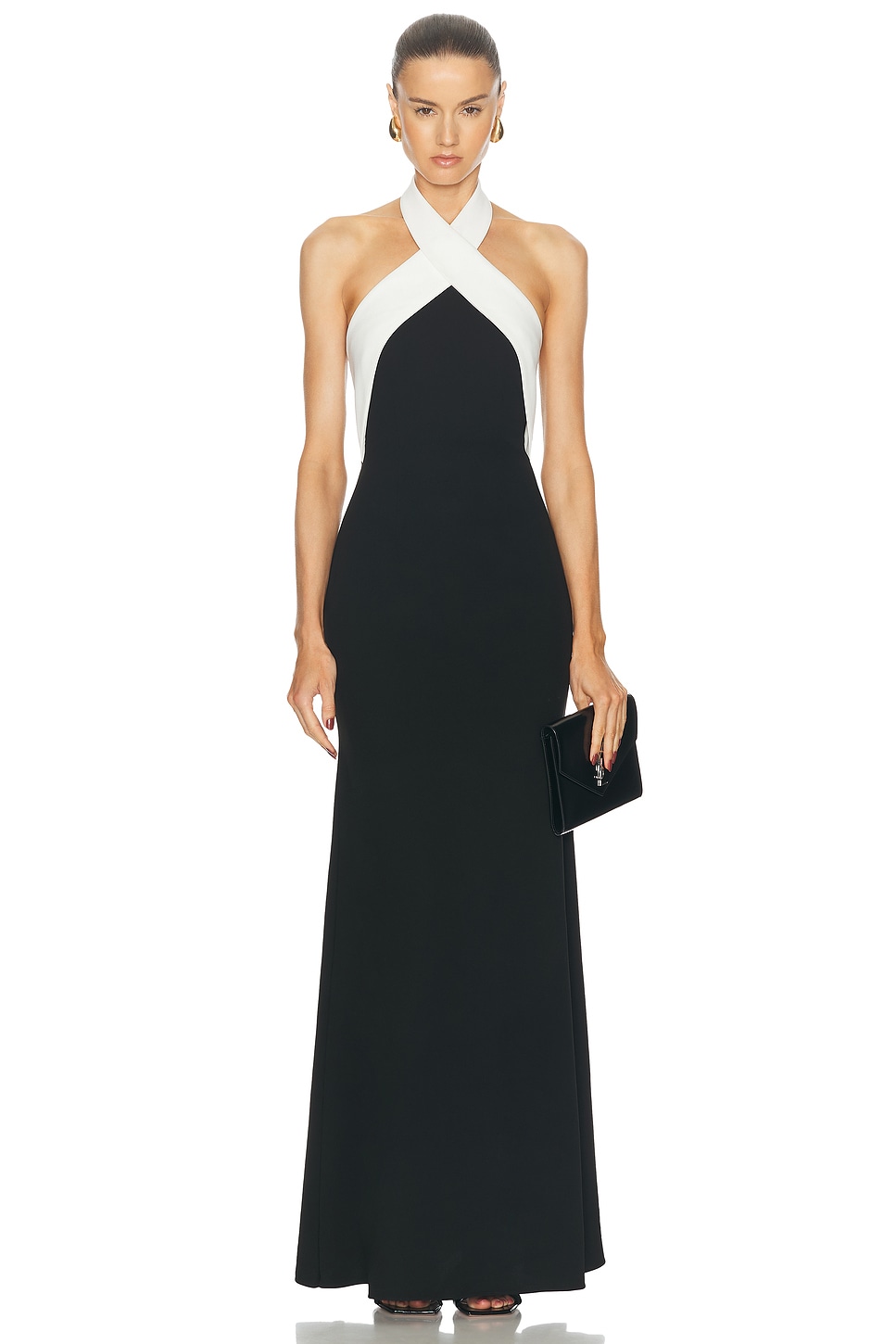 Image 1 of Roland Mouret Halter Neck Gown in Monochrome