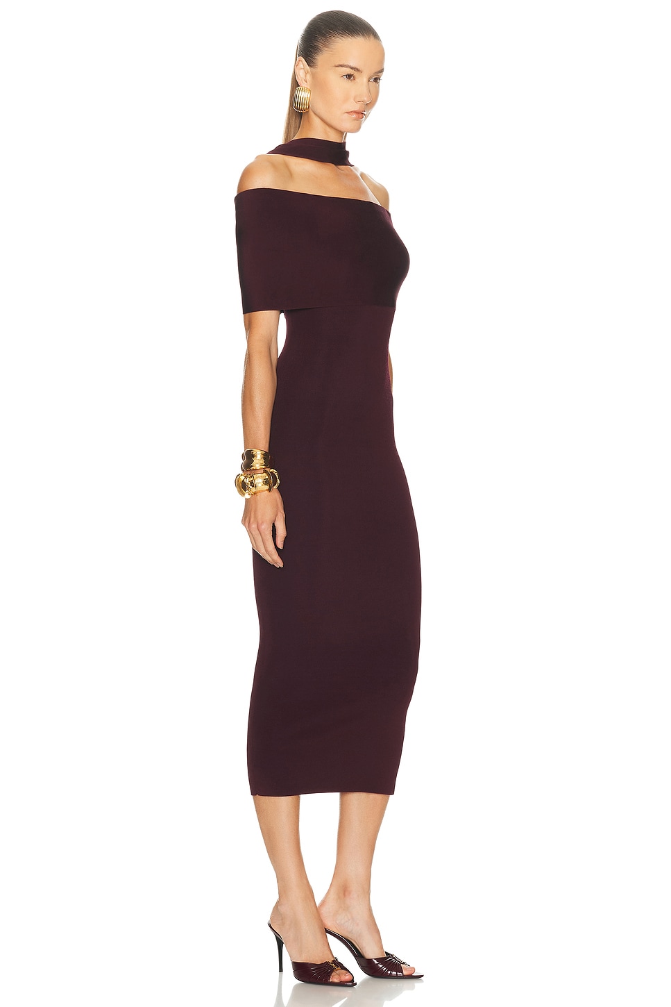 Roland Mouret Scarf Detail Midi Dress In Purple