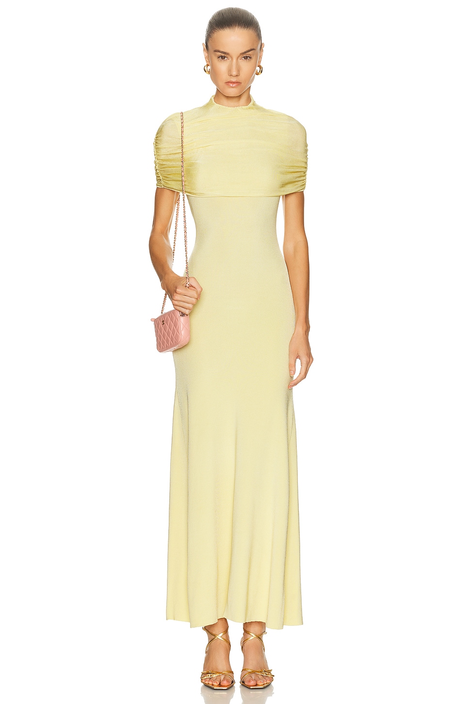 Image 1 of Roland Mouret Draped Shawl Ceremony Dress in Yellow