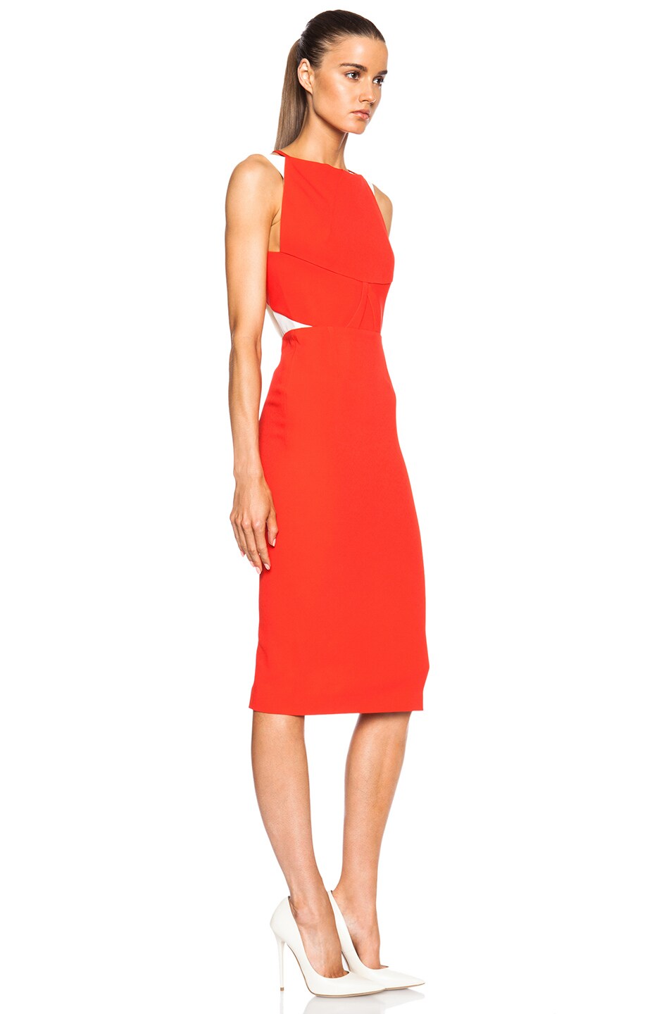 Roland Mouret Quebec Dress in Bright Red & White FWRD