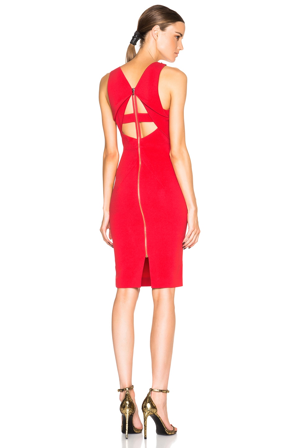 Image 1 of Roland Mouret Gabelle Stretch Double Crepe Dress in Berry Red