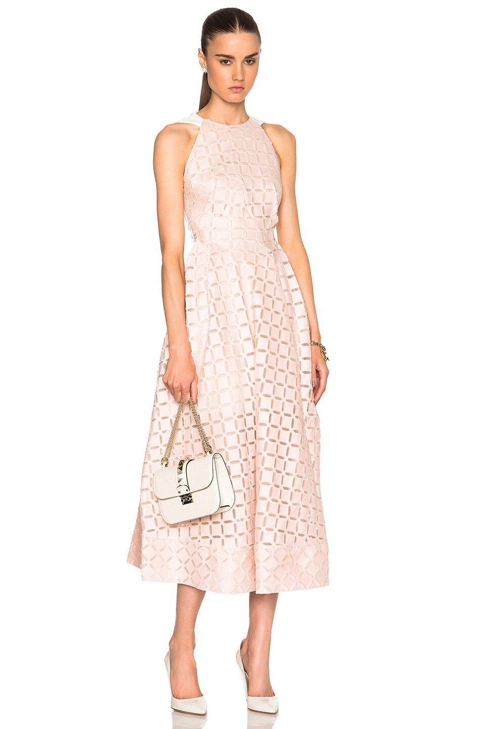 Image 1 of Roland Mouret Baldry Dress in Pearl Pink & White