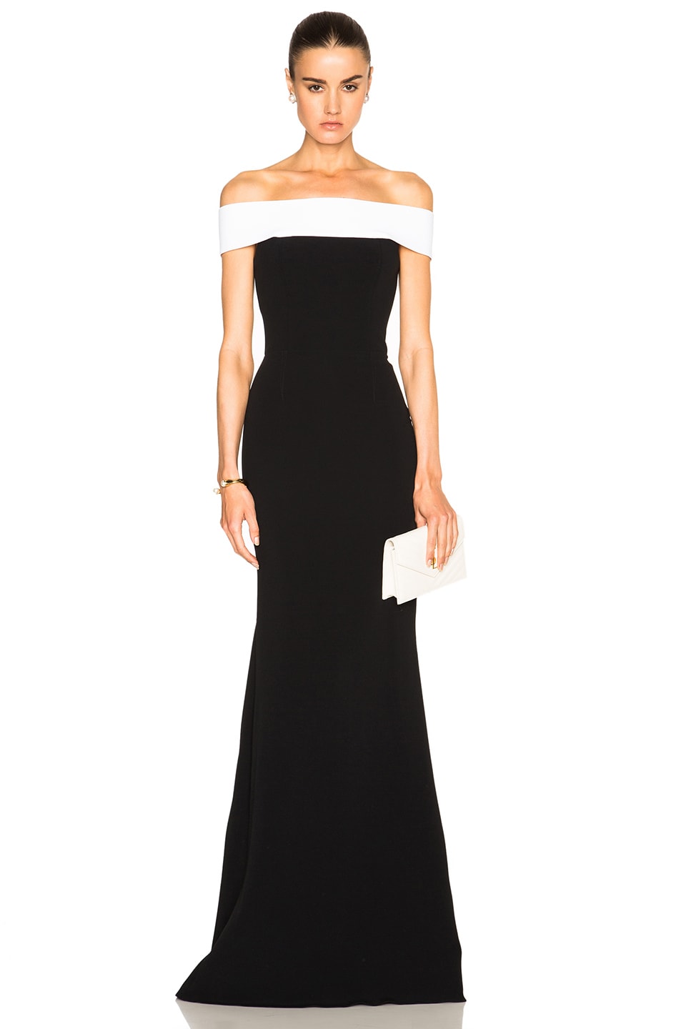Image 1 of Roland Mouret Lamble Boucle Lace & Viscose Gown in Black & White