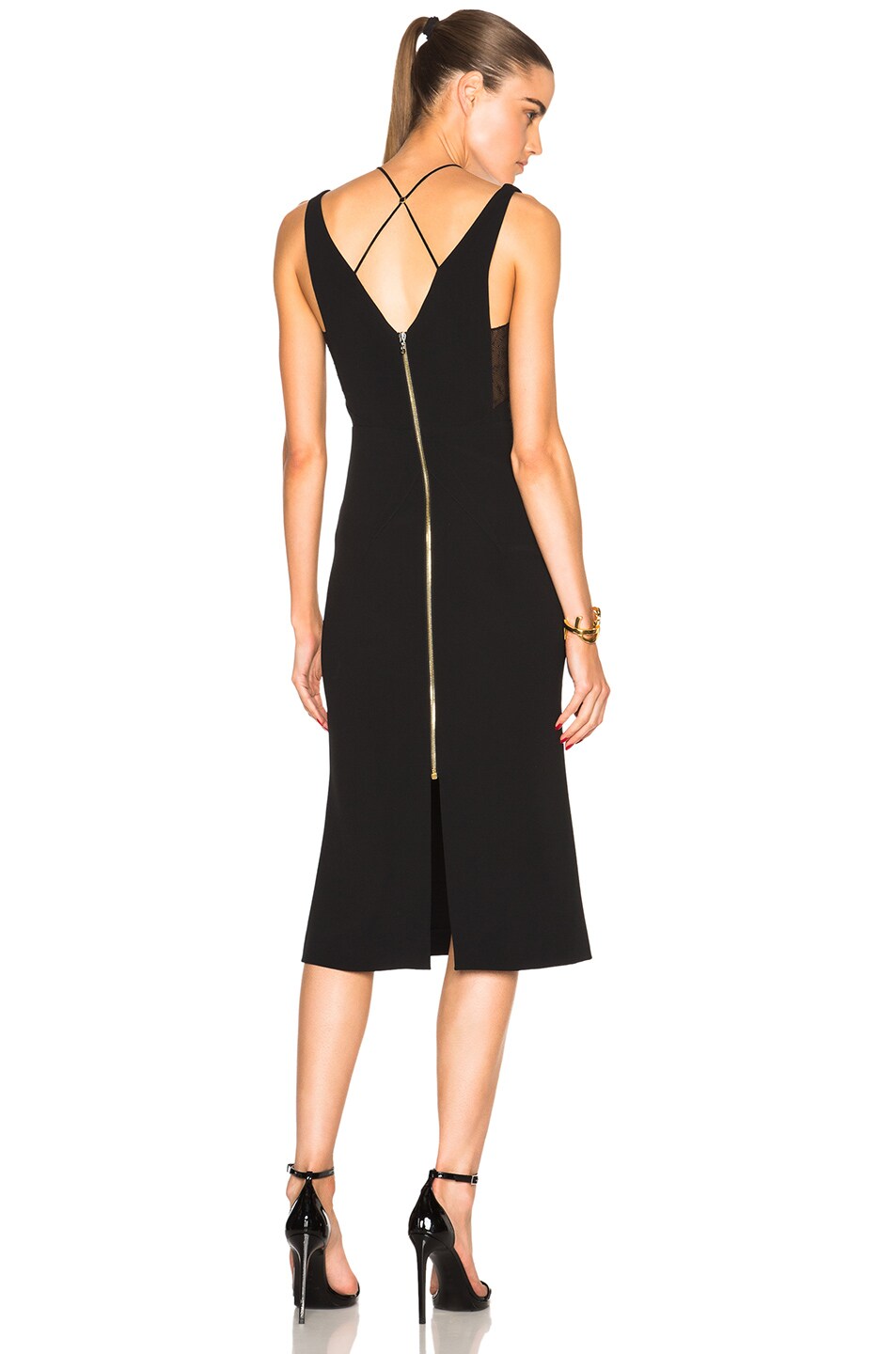 Image 1 of Roland Mouret Shannon Boucle Lace & Viscose Dress in Black