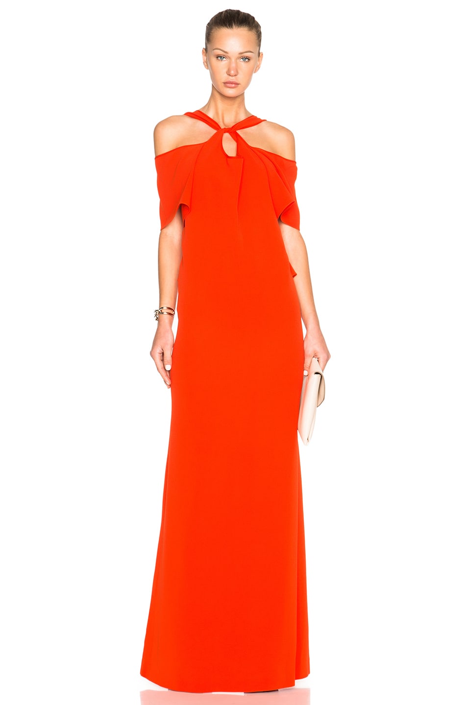 Image 1 of Roland Mouret Charteris Stretch Viscose Gown in Tomato Red