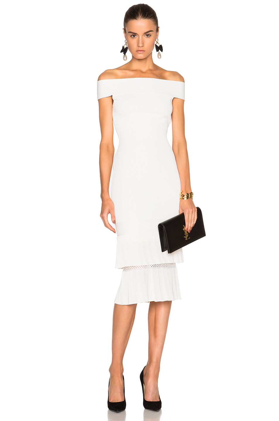 Image 1 of Roland Mouret Amery Ripple Open Lace Dress in White