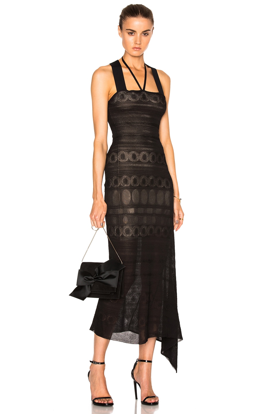 Image 1 of Roland Mouret Stevan Circular Lace Knit Dress in Black