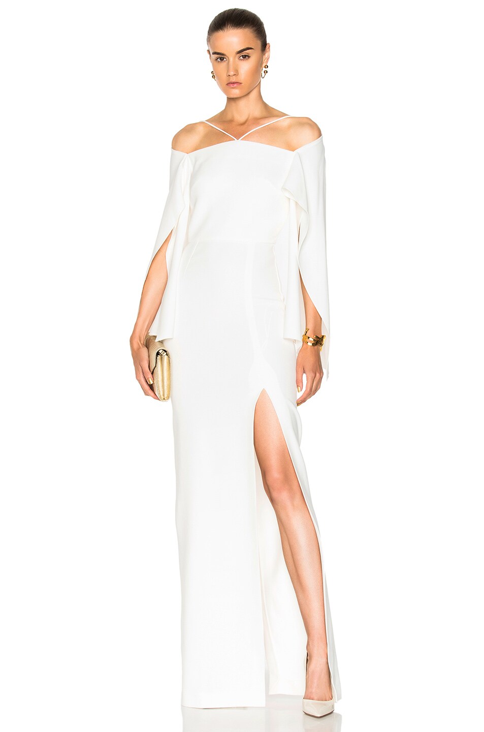 Image 1 of Roland Mouret Cheveley Stretch Viscose Gown in White