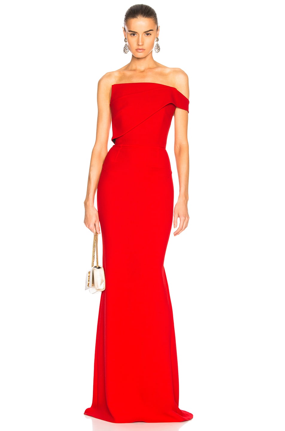 Image 1 of Roland Mouret Lockton Double Wool Crepe Gown in Poppy Red