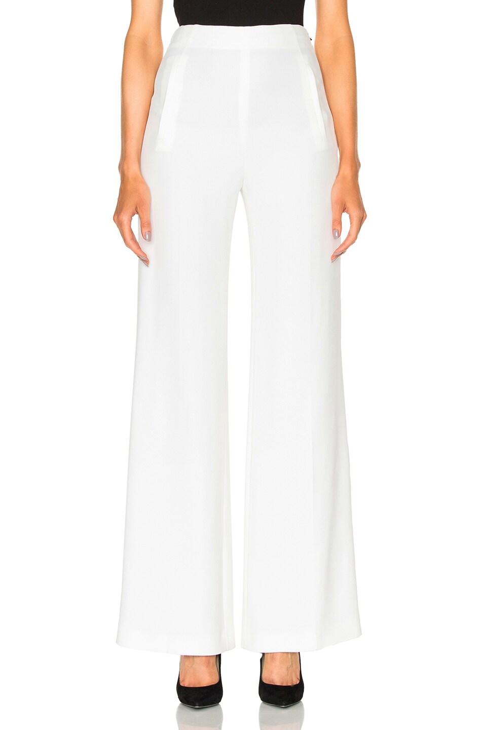 Image 1 of Roland Mouret Axon Stretch Viscose Trousers in White