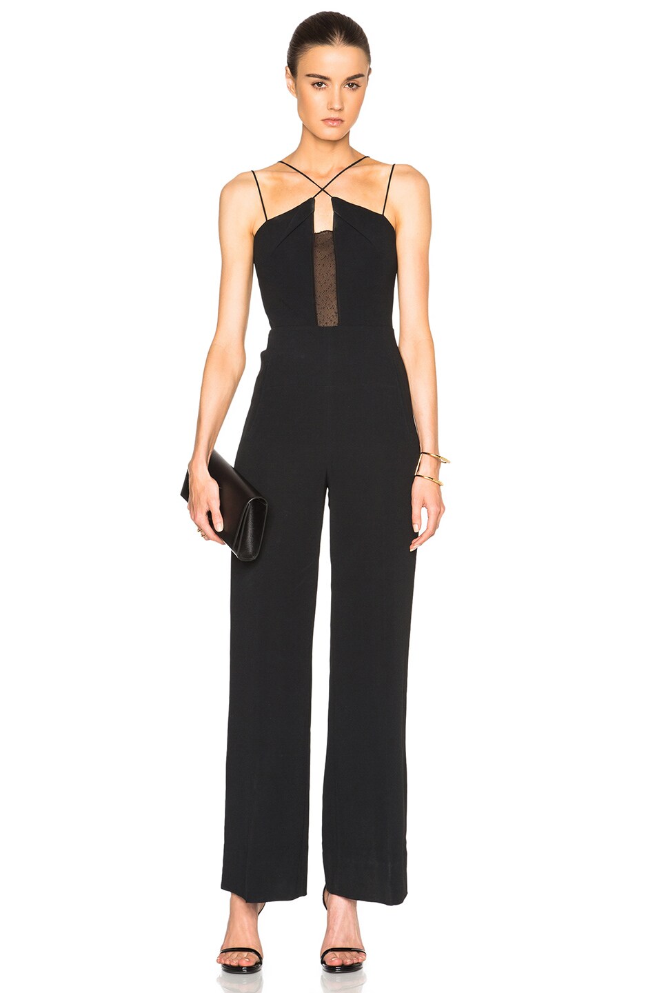 Image 1 of Roland Mouret Malevern Boucle Lace & Viscose Jumpsuit in Black