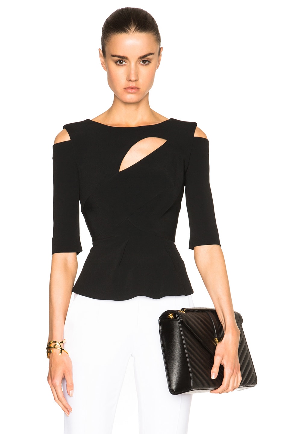 Image 1 of Roland Mouret Bridley Stretch Double Crepe Top in Black