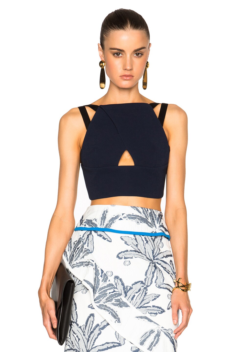 Image 1 of Roland Mouret Maida Stretch Viscose Top in Navy