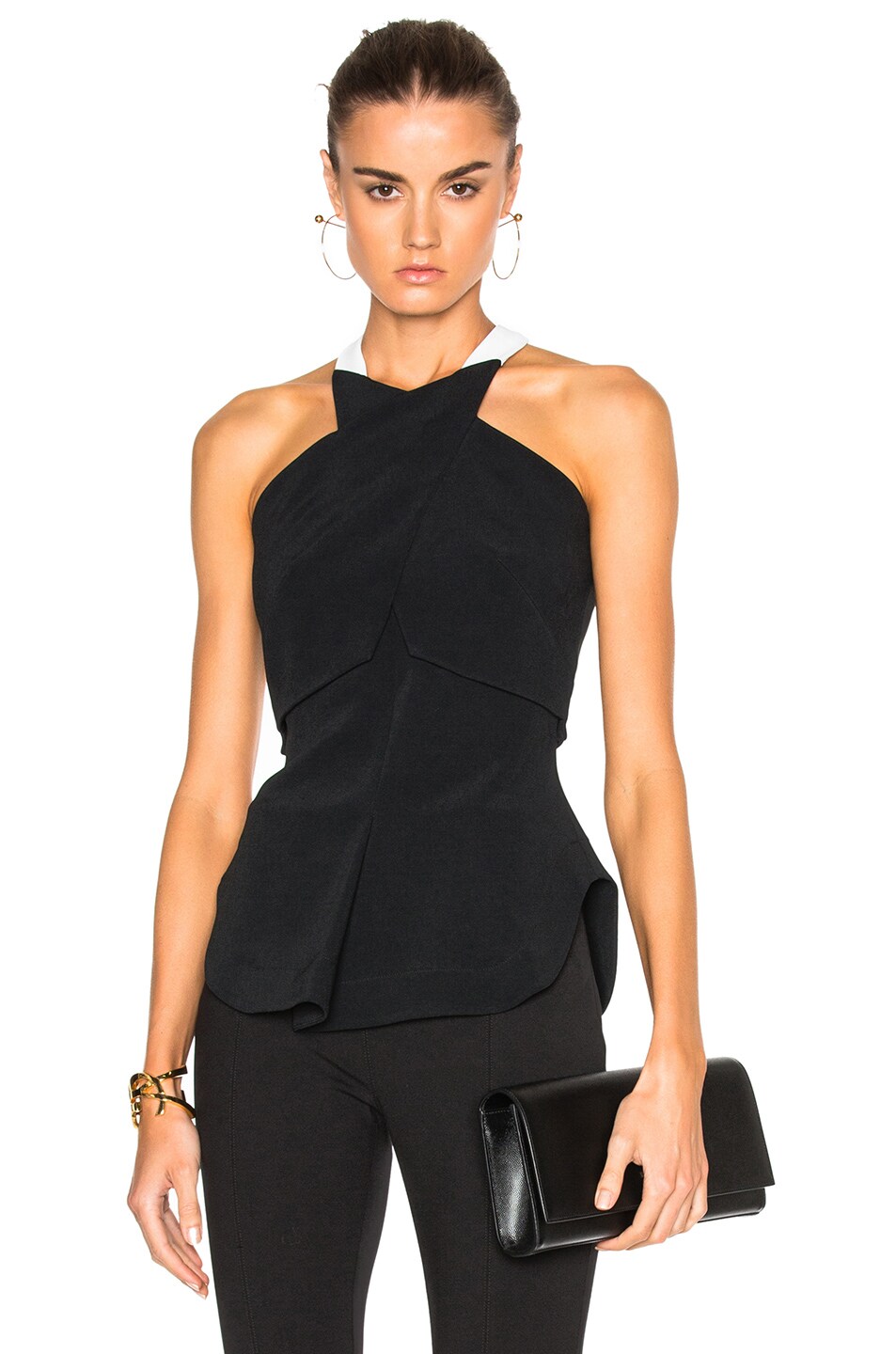 Image 1 of Roland Mouret Duane Double Crepe Top in Black & White