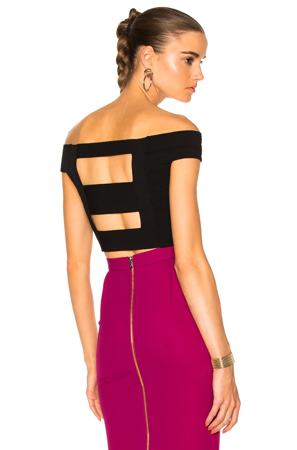 Image 1 of Roland Mouret Nicolas Circular Ripped Knit Top in Black