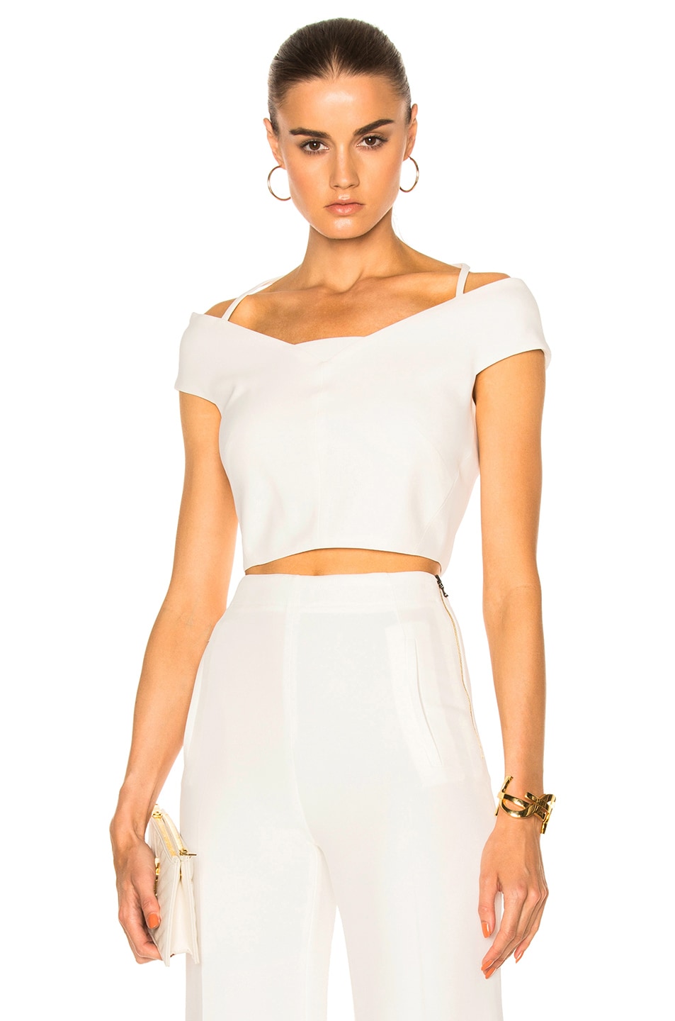 Image 1 of Roland Mouret Halley Stretch Viscose Top in White