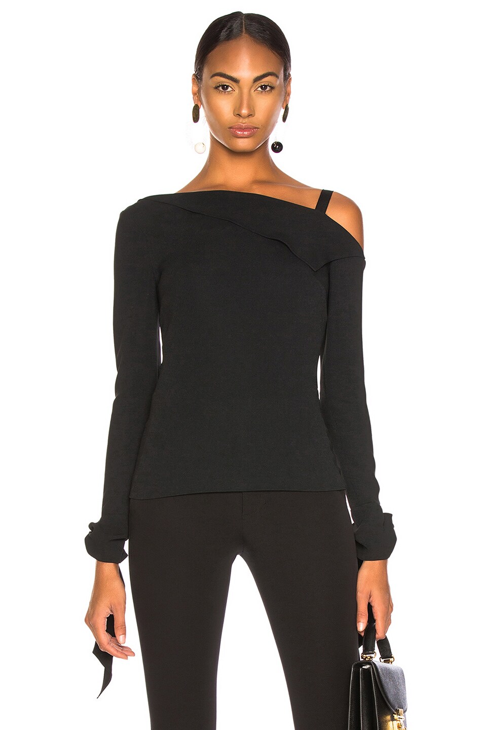 Image 1 of Roland Mouret Russell Stretch Viscose Top in Black