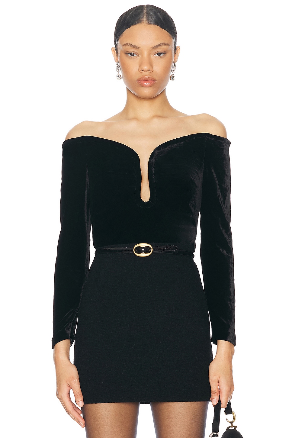 Image 1 of Roland Mouret Velvet Off Shoulder Top in Black