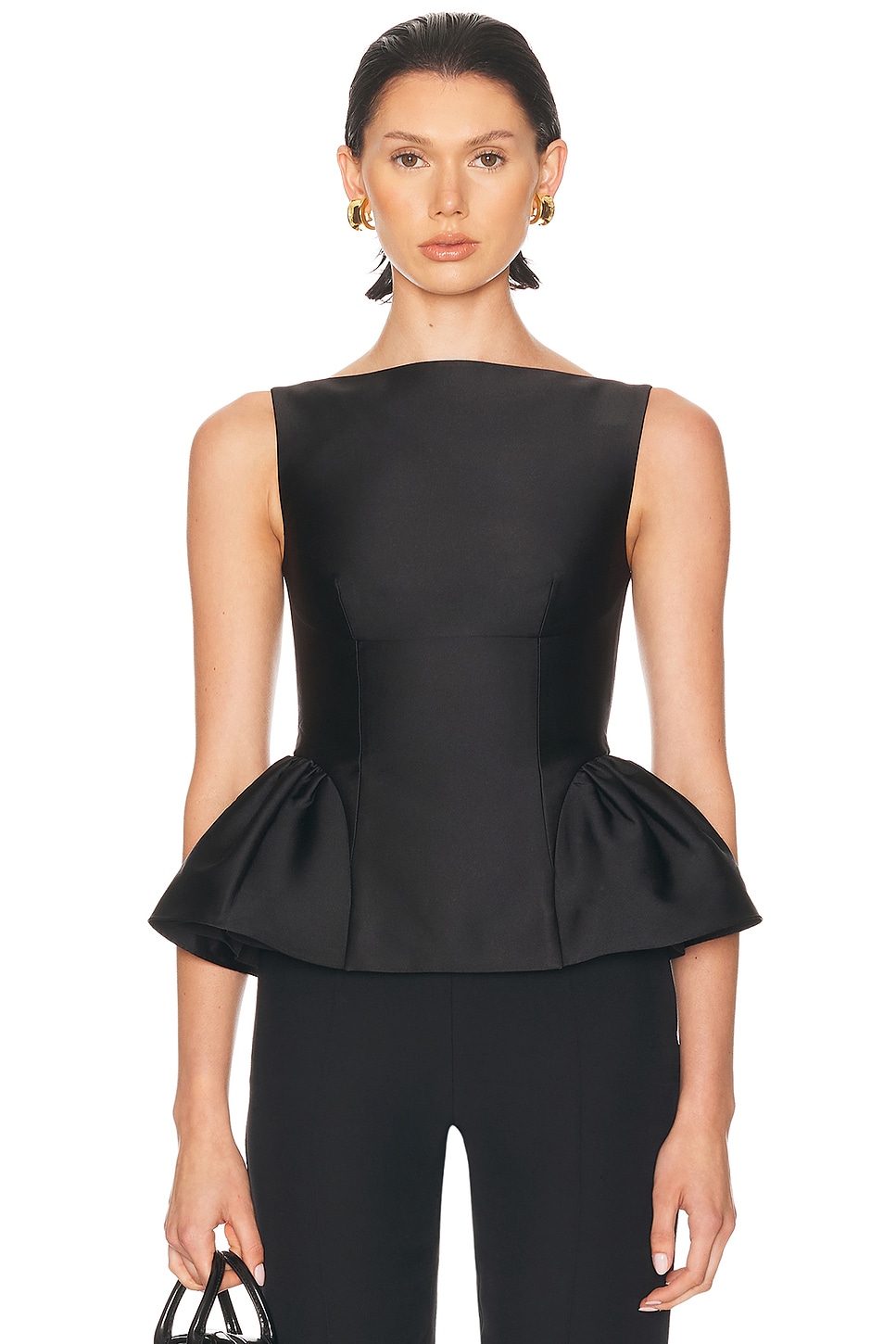 Image 1 of Roland Mouret Gathered Hem Top in Black