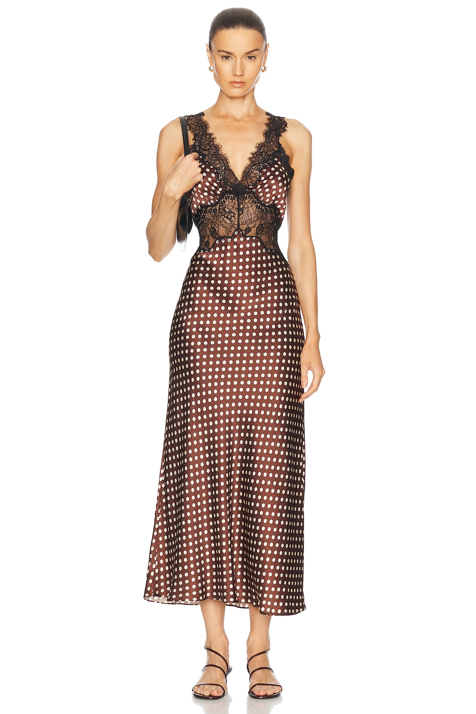 Image 1 of Ronny Kobo Holiday Dress in Brown Polka Dot