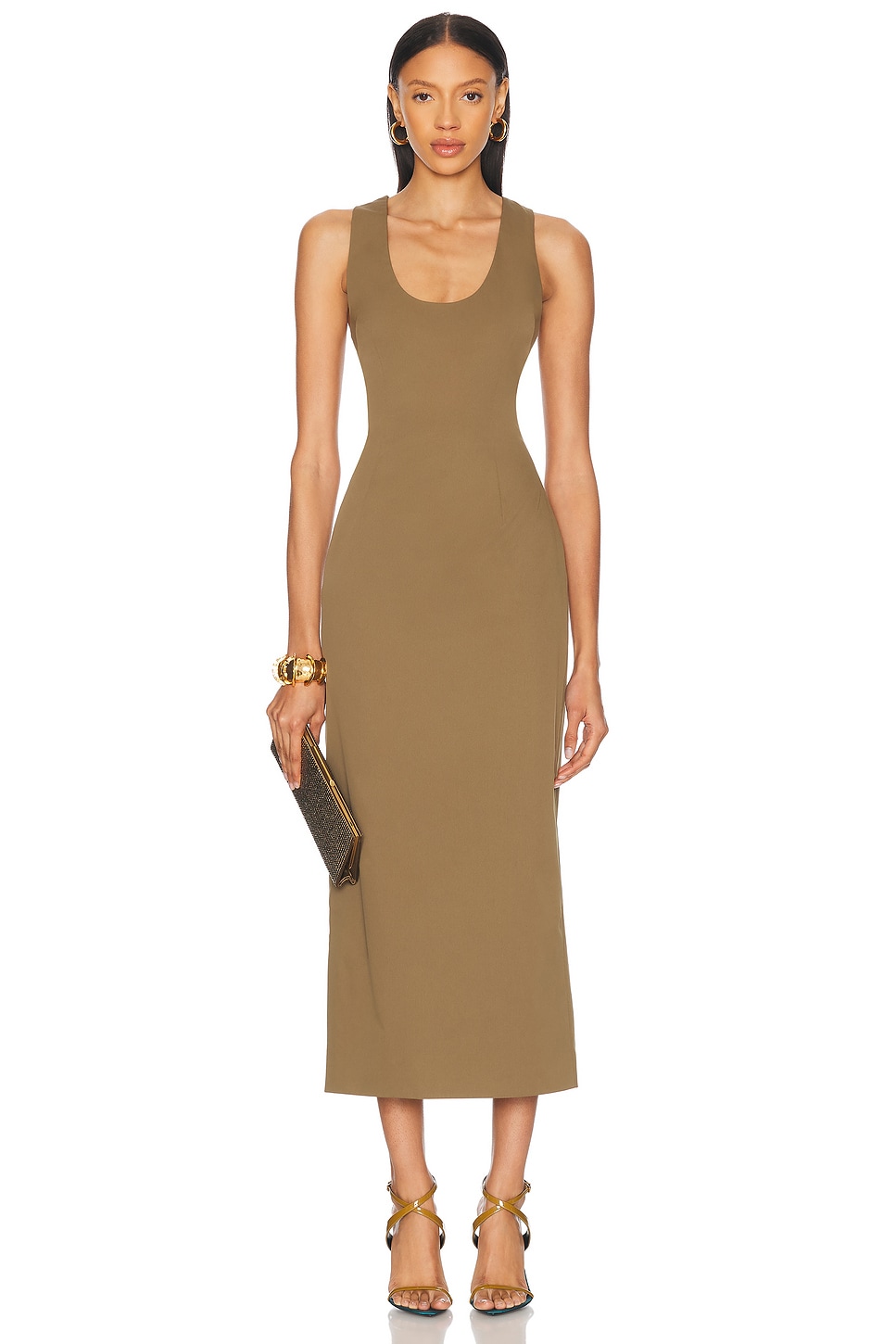 Image 1 of Ronny Kobo Tilly Dress in Military Green