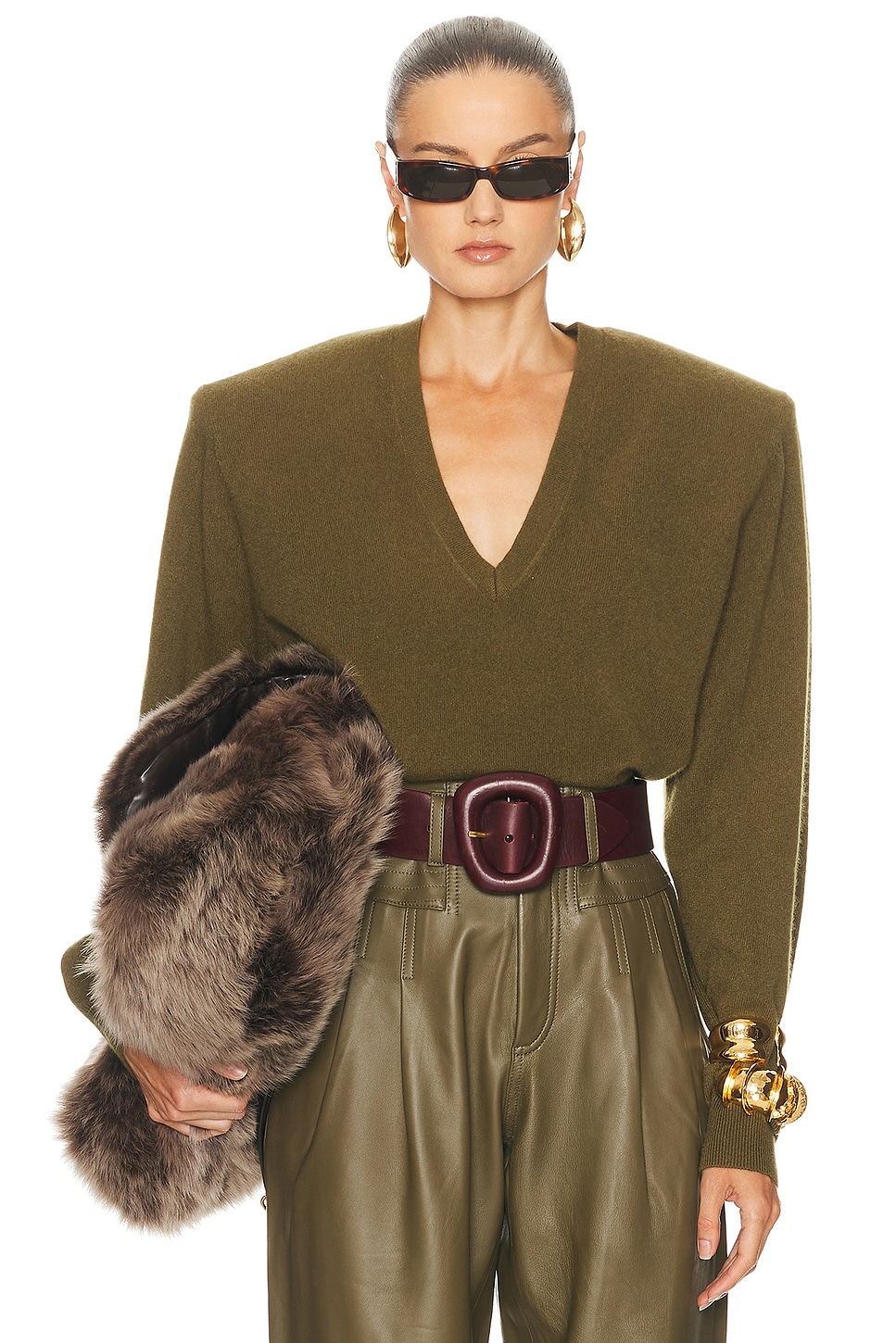 Image 1 of Ronny Kobo Landen Sweater in Olive