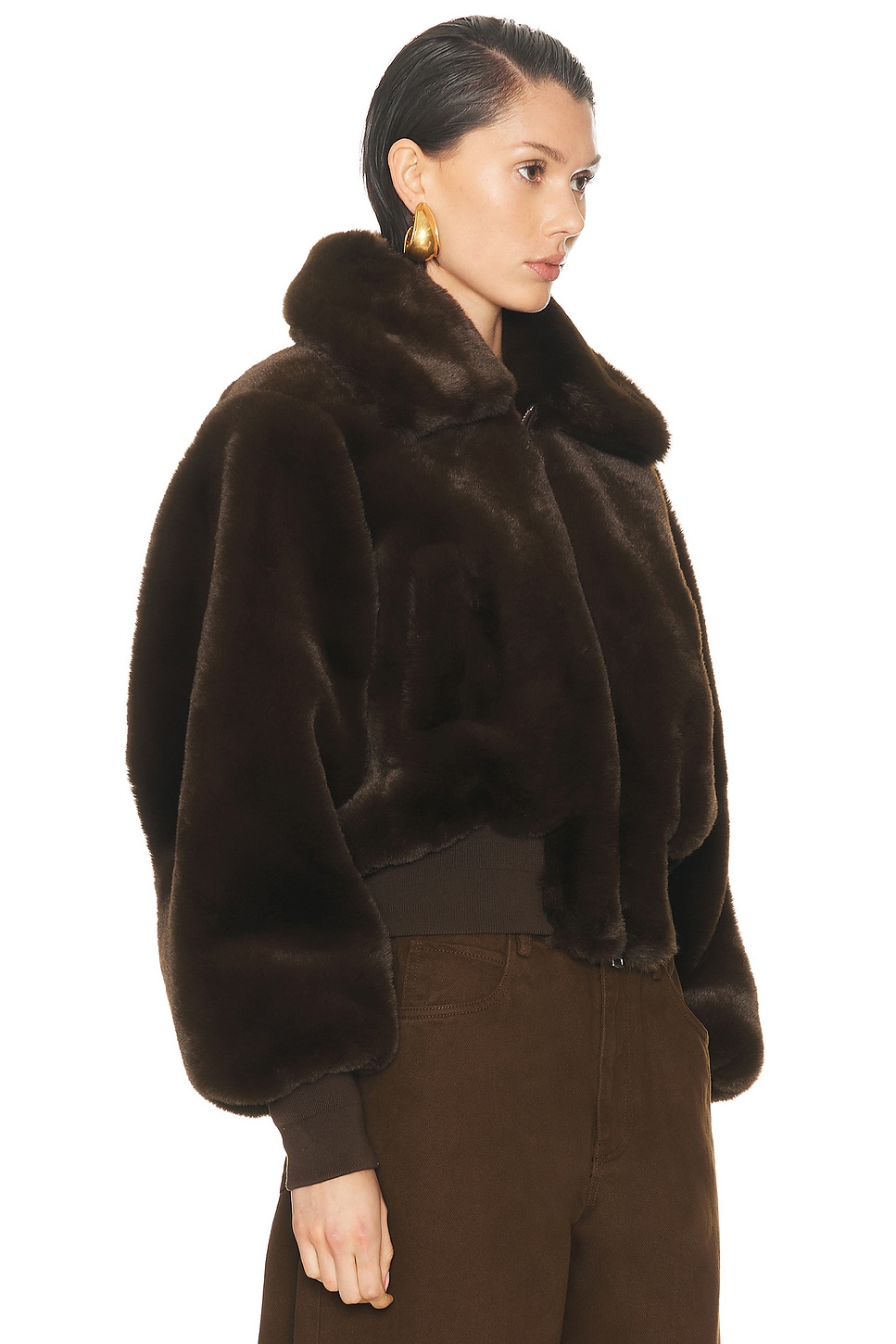 Ronny Kobo Clemence Faux Fur Jacket In Brown
