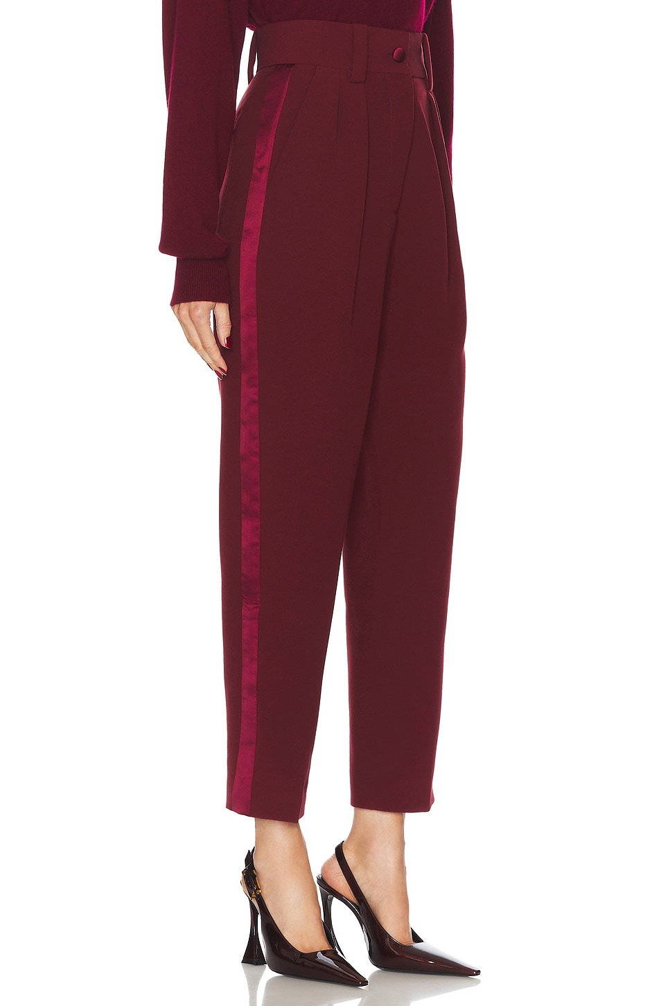 Shop Ronny Kobo Ronny Tuxedo Trouser In Oxblood