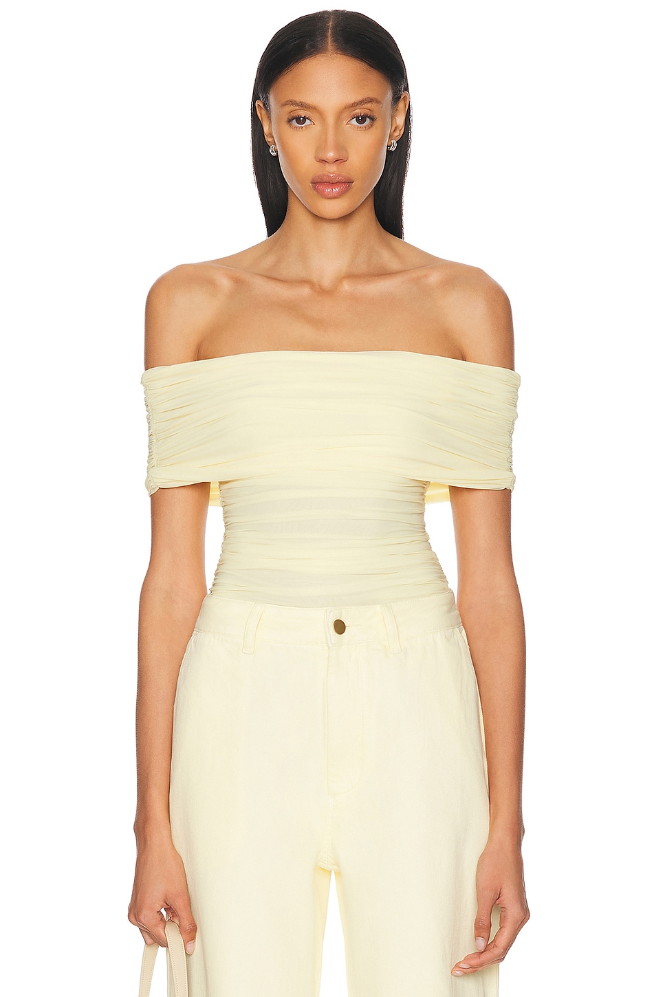 Image 1 of Ronny Kobo Blanchet Top in Pastel Yellow