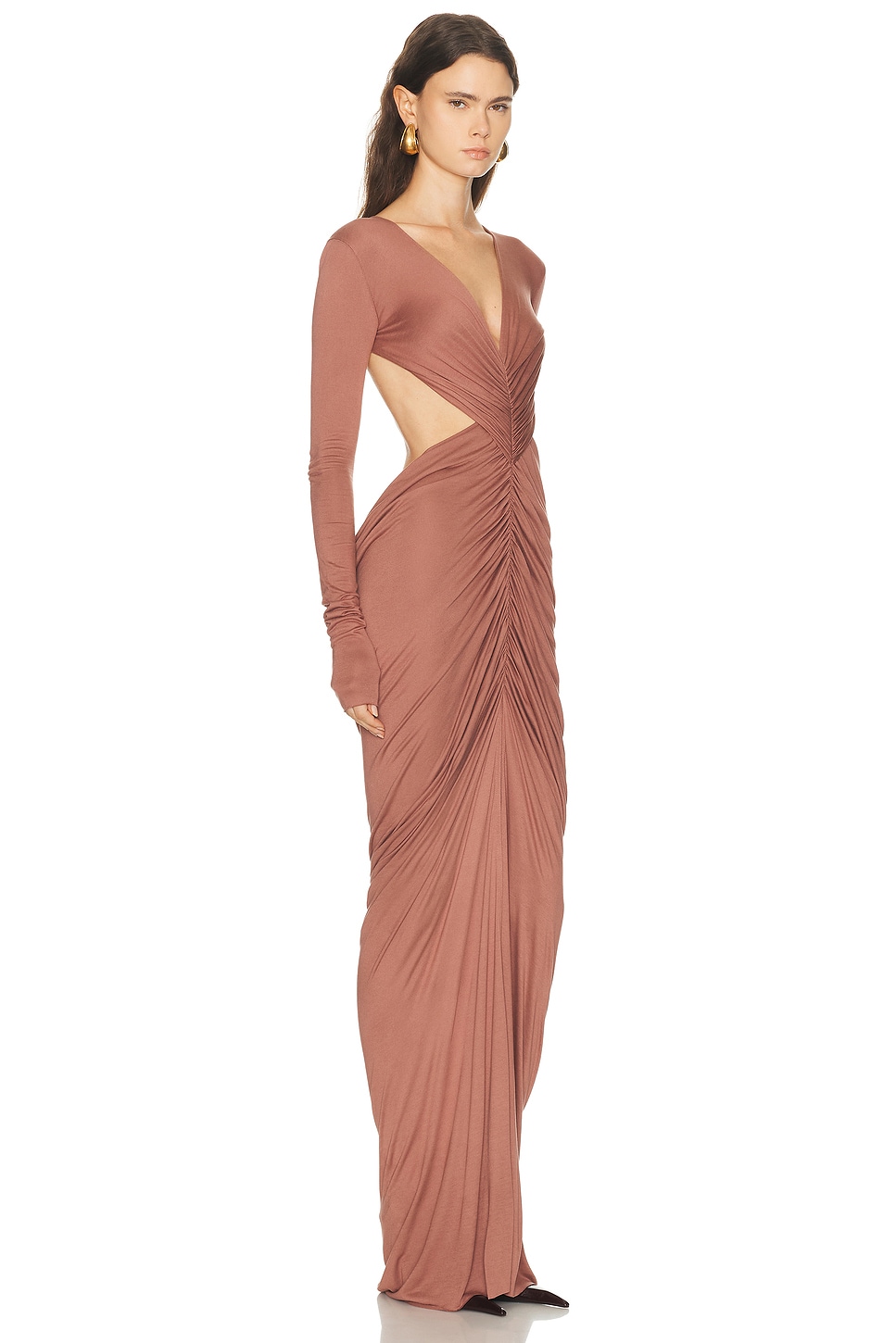 Rick Owens Poppy Long Sleeve Gown In Brown