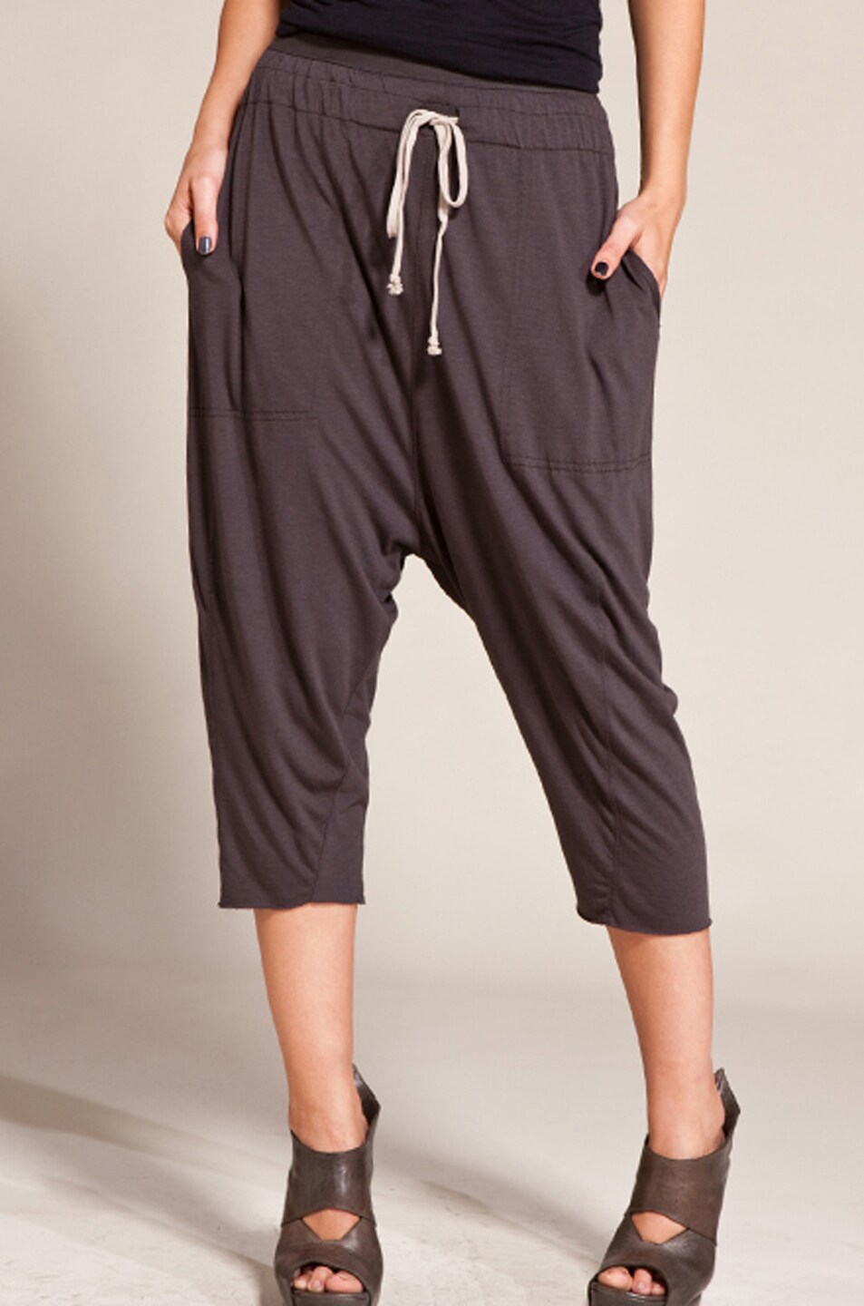 Image 1 of RICK OWENS LILIES Cropped Sweats in Dark Shadow