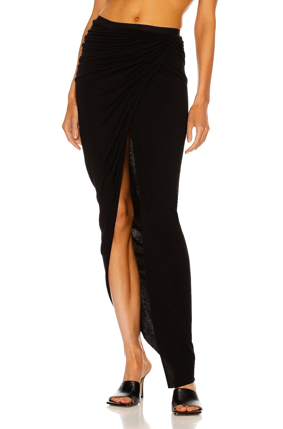 Image 1 of RICK OWENS LILIES Ruched Hi-Low Skirt in Black