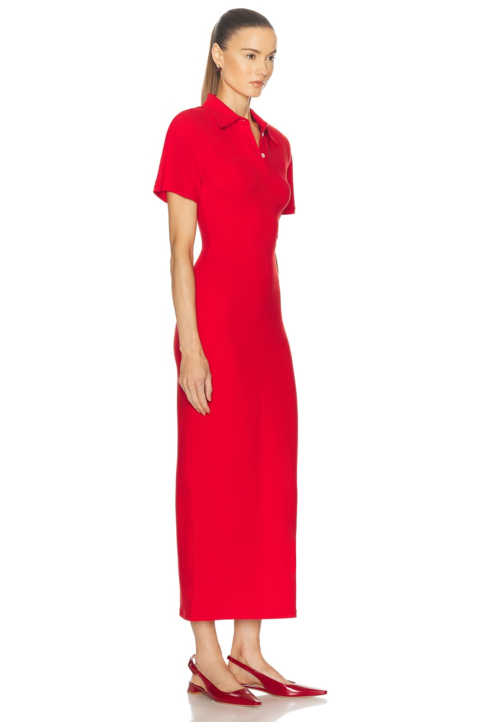 Shop Rowen Rose Short Sleeve Long Polo Dress In Red