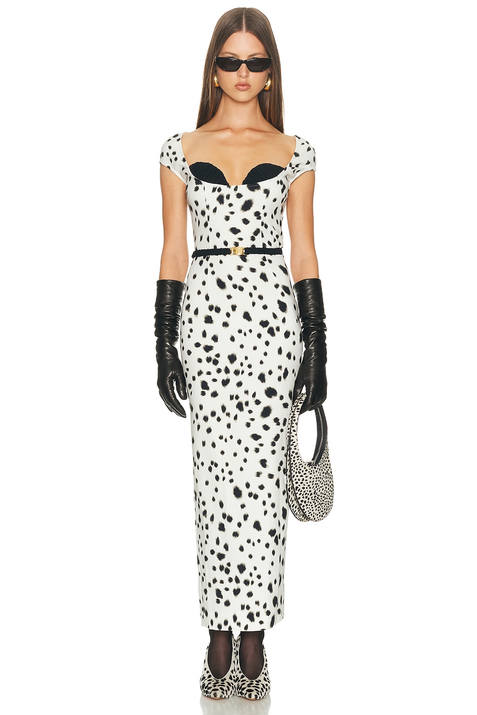 Image 1 of Rowen Rose Sleeveless Long Dress in Black Dalmation