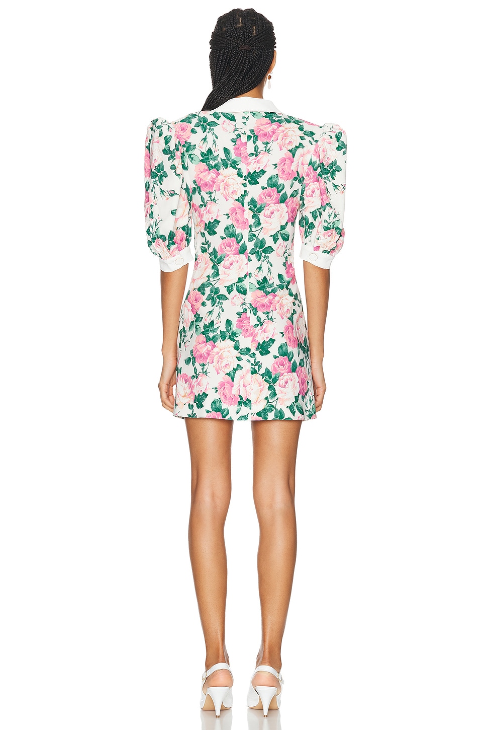 Rowen Rose Sable Mini Polo Dress in Light Pink & Pink Roses | FWRD