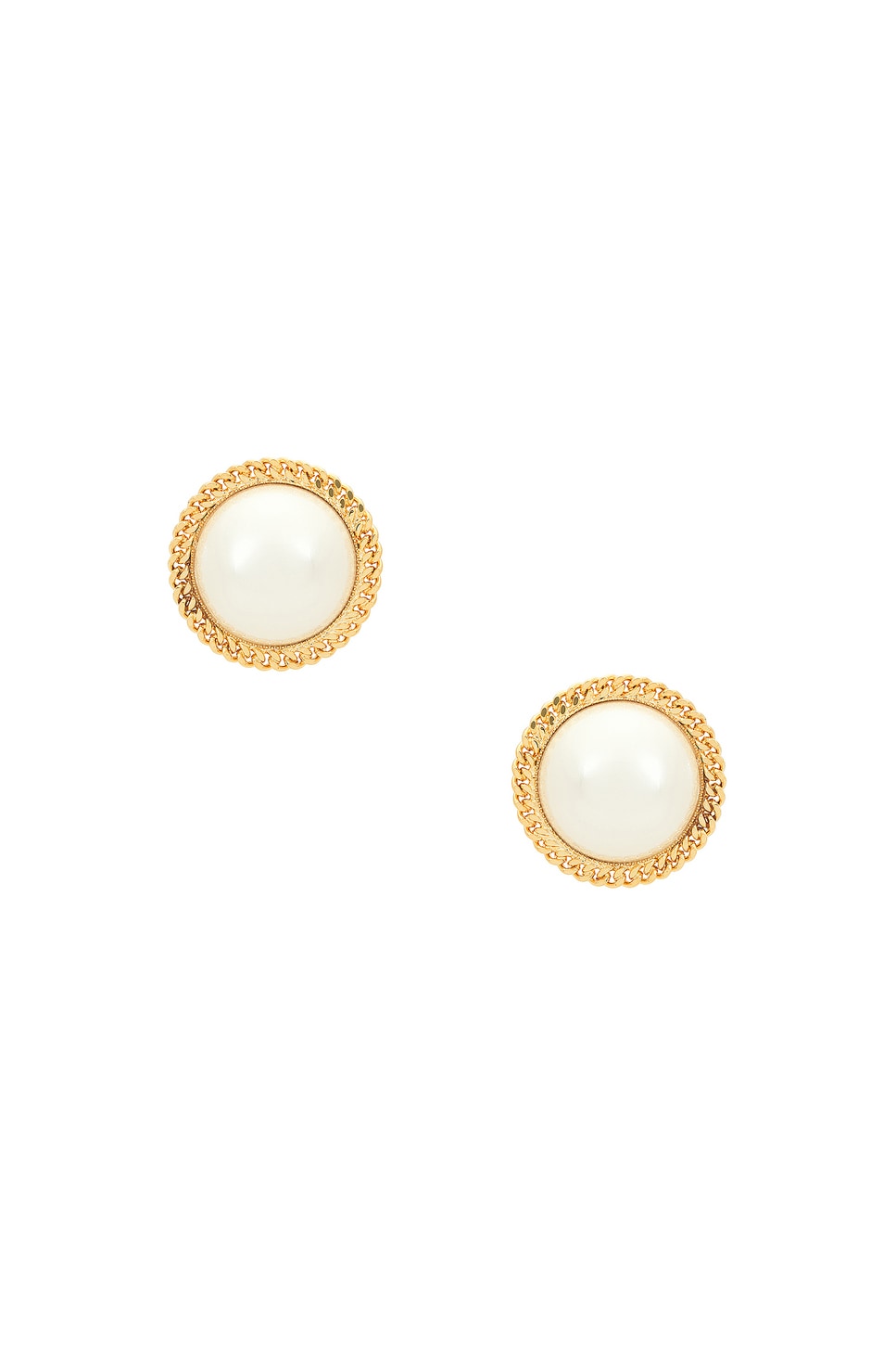 Image 1 of Rowen Rose Oversize Pearl Earrings in Gold & White