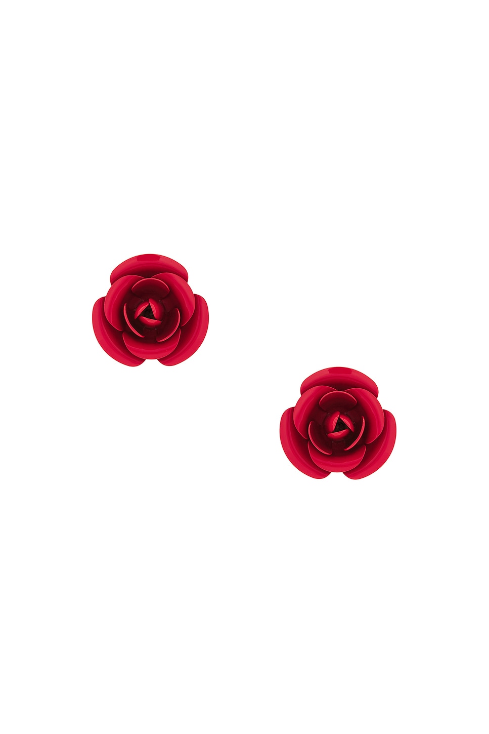 Oversize Rose Earrings in Red